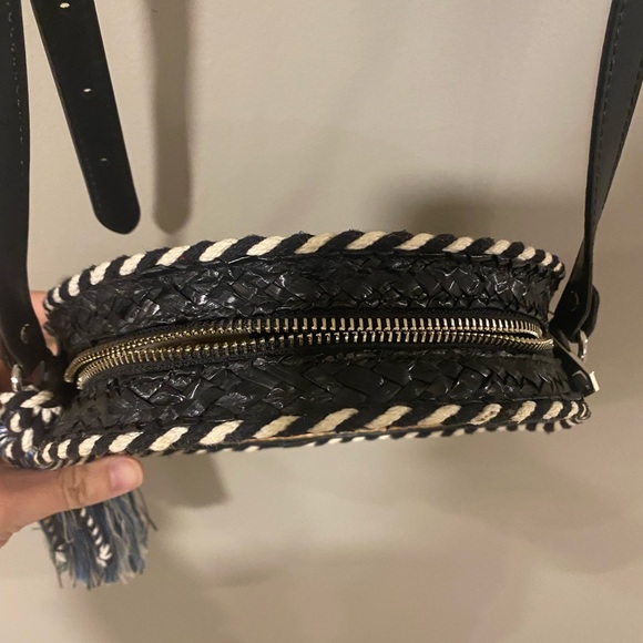 Rebecca Minkoff Straw Circle Crossbody Bag, Blue Multi - Picture 9 of 13